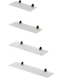 Euro Tische Wandregal aus Glas, 50 cm, Glasregal für Badezimmer, Duschregal aus Klarglas geriffelt mit 6 mm ESG-Sicherheitsglas und Metallhalterungen (Klarglas gerillt)