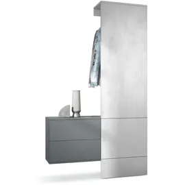 Vladon Wandgarderobe Carlton 105 x 193 x 35 cm Anthrazit matt/Beton Oxid Optik