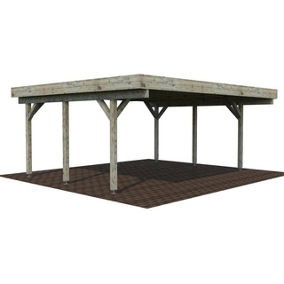 Doppel-Carport 600 x 512 cm Grau tauchgrundiert