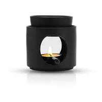 Yuragim Duftlampe aus Keramik mit Teelichthalter, Duftlampe für Ätherische Öle, Räucherstövchen duftlampe Teelicht mit Kerzenlöffel&Abnehmbare Schale, Aromalampe Duftöl und Duftwachs Diffusor, Schwarz