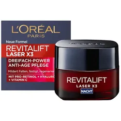 L’Oréal Paris Revitalift Laser X3 Dreifach-Power Anti-Age Nachtpflege mit Pro-Retinol + Hyaluronsäure Vitamin C Anti-Aging Pflege 50 ml 