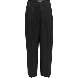 Only Anzughose "ONLREINA HW PLEAT STR PINS PANT TLR NOOS", Damen, Gr. 38, Länge 32, schwarz (schwarz stripes:cloud dancer pinstripes), Web, Obermaterial: 97% Polyester, 3% Viskose, Nadelstreifen, normal, Hosen Anzughose