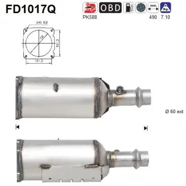AS Ruß-/Partikelfilter, Abgasanlage fd1017q für Peugeot