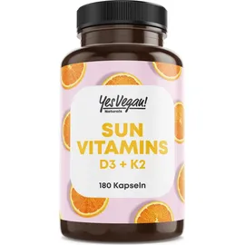 yes vegan Sun Vitamins D3 + K2 Kapseln 180 St.