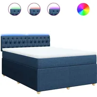 VidaXL Boxspringbett mit Matratze Blau 140x190 cm Stoff