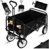 Kesser KESSER® Bollerwagen faltbar Handwagen Transportkarre Gerätewagen inkl. 2 Netztaschen & Cover klappbar PVC-Reifen bis 80 kg Tragkraft transportwagen Gartenanhänger ohne Dach