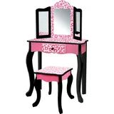 Teamson Kids - Fantasy Fields Kinder Schminktisch Mit Spiegel Und Hocker Rosa/schwarz Td-11670a
