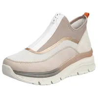 Rieker Schlupfboots, Keilabsatz, Freizeitschuh, High Top-Sneaker, Reißverschluss, Gr. 39, beige kombiniert, , 21744314-39