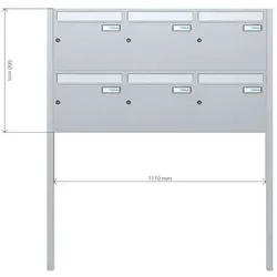 A-016er Freistehende Edelstahl V2A Briefkastenanlage zum Einbetonieren