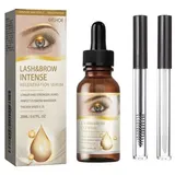 Wimpernserum & Augenbrauen Serum, Lash serum, Regenerierendes Serum fur Effektives Pflegt, Fuller Thicker Lashes und Brows, Schützt & Kräftigt, Glasflasche + Pumpe + Bürste Kit, 20ML