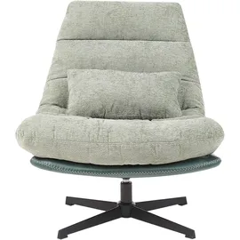 Beliani Drehsessel TOVIK Polyester 70 x 80 x 80 cm Hellgrün mit Fußstütze