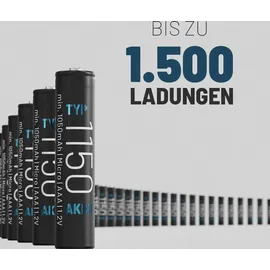 Absina AAA Akku 1150 NiMH - Akkus AAA Micro mit 1,2V & min. 1050 mAh - Batterien AAA wiederaufladbar für Telefon