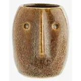 Madam Stoltz Brauner kleiner Steingut-Blumentopf mit Gesichtsaufdruck