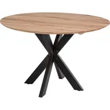 Home affaire Esstisch Quebec, mit eleganter Schweizer Kante beige|schwarz 140 cm x 77 cm x 140 cm