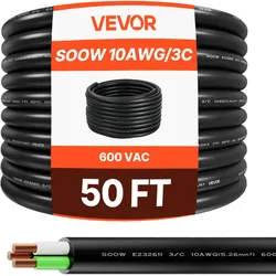 VEVOR 15,24m 10AWG Elektrokabel Stromkabel Kupfer Verlängerungskabel Draht 600V