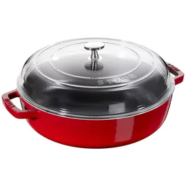 Staub Kochgeschirr Braisers Multifunktionsbräter mit gewölbten Glasdeckel, rund,