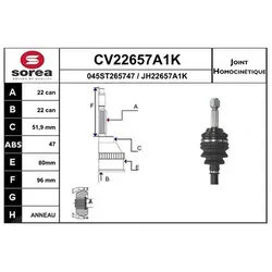 Eai Gelenksatz, Antriebswelle [Hersteller-Nr. CV22657A1K] für Chevrolet, Daewoo