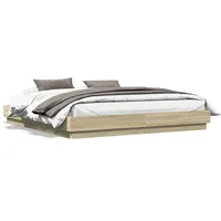 VidaXL Bettgestell Sonoma-Eiche 200x200 cm Holzwerkstoff