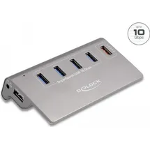 DeLock USB 10 Gbps Hub mit 4 USB Typ-A Ports + 1 Schnellladeport