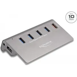 DeLock USB 10 Gbps Hub mit 4 USB Typ-A Ports + 1 Schnellladeport