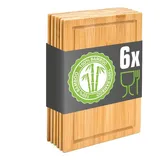 Dune Design 6er Set: Frühstücksbrettchen Holz 22x15 Brotzeitbretter Kleine Schneidebretter