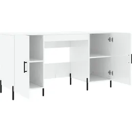 vidaXL Schreibtisch Hochglanz-Weiß 140x50x75 cm Holzwerkstoff - Weiß