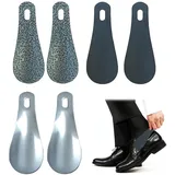 6er Set Mini Schuhlöffel 10cm – Kurz Edelstahl Schuhanzieher Für Herren Damen Senioren, Vintage Metall Schuhhelfer Für Unterwegs, Camping Oder Reise, Tragbares Design In Silber Und Farbe