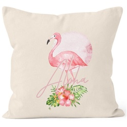 Autiga Dekokissen Kissenbezug Flamingo Aloha Tropical Summer Jungle Paradise Hummingbird Kissen-Hülle Deko-Kissen quadratisch Baumwolle Autiga® beige