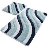 Badezimmerteppich-Set, 2-teilig, Blautöne