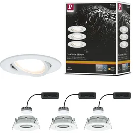 Paulmann LED Einbauleuchte Nova Plus 3er-Set Weiß matt schwenkbar Ø 9,3 cm