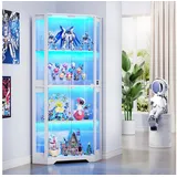 BROTTAR Glasvitrine Curio-Schrank, Eckvitrine, 4 Böden mit LED-Beleuchtung (1-St) mit menschlichem Körpersensor für Spielzeug, Bücher, weiß weiß 85 cm x 165 cm x 36 cm