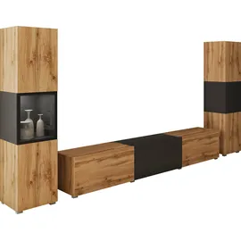 INOSIGN Wohnwand »BERLIN III, Vitrine Türschlag links/rechts wechselbar« Komplett-Set, 3 Stk. tlg., schwarz