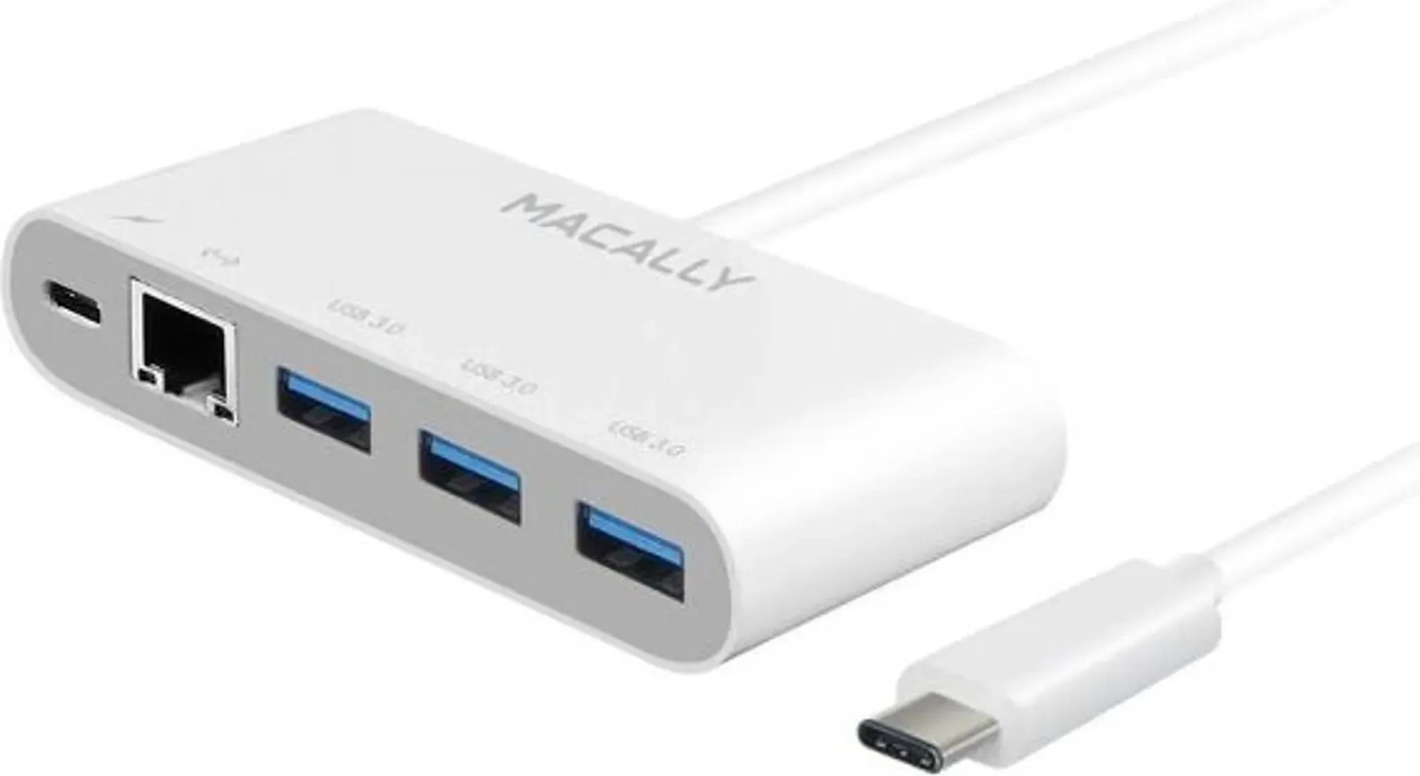 Macally USB-C Hub | USB-A | Gigabit-Ethernet | Weiß