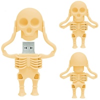 BorlterClamp USB-Stick, 32 GB, Cartoon-Skelett-Form, tolles Geschenk, Gelb