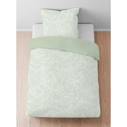 Bettwäsche BIBERNA Gr. 3, grün (salbei), B/L: 155cm x 220cm, , Lyocell, B/L: 80cm x 80cm, Bettwäsche
