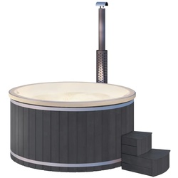Wolff Finnhaus Badebottich Hot Tub Typ 1 Ø 200 cm mit Acrylwanne Acrylwanne in cremeweiß Anthrazit