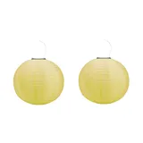 Lampions Außen Wetterfest, Solarlampions für Außen Hängend, 30cm Solar LED Laterne Wasserdicht Hängende Nylon Laterne Gartenlaterne Solarlaterne für Garten, Balkon,Hof,Fest Deko (2 Stück/Gelb)