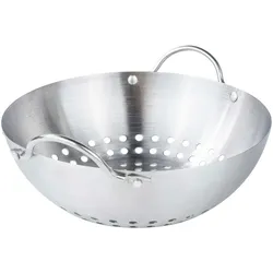 Haushalt International HI 60346 Edelstahl Grill WOK 20,5cm mit zwei Griffen