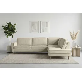 Home Affaire Ecksofa HOME AFFAIRE "Pinto Skandi, 290 cm, Chenille, Struktur, Ottomane links / rechts", beige (creme), B:290cm H:89cm T:217cm, 100% Polyester, Sofas, Ecksofa, mit Keder, Massivholzfüße Eiche geräuchert, Wellenunterfederung
