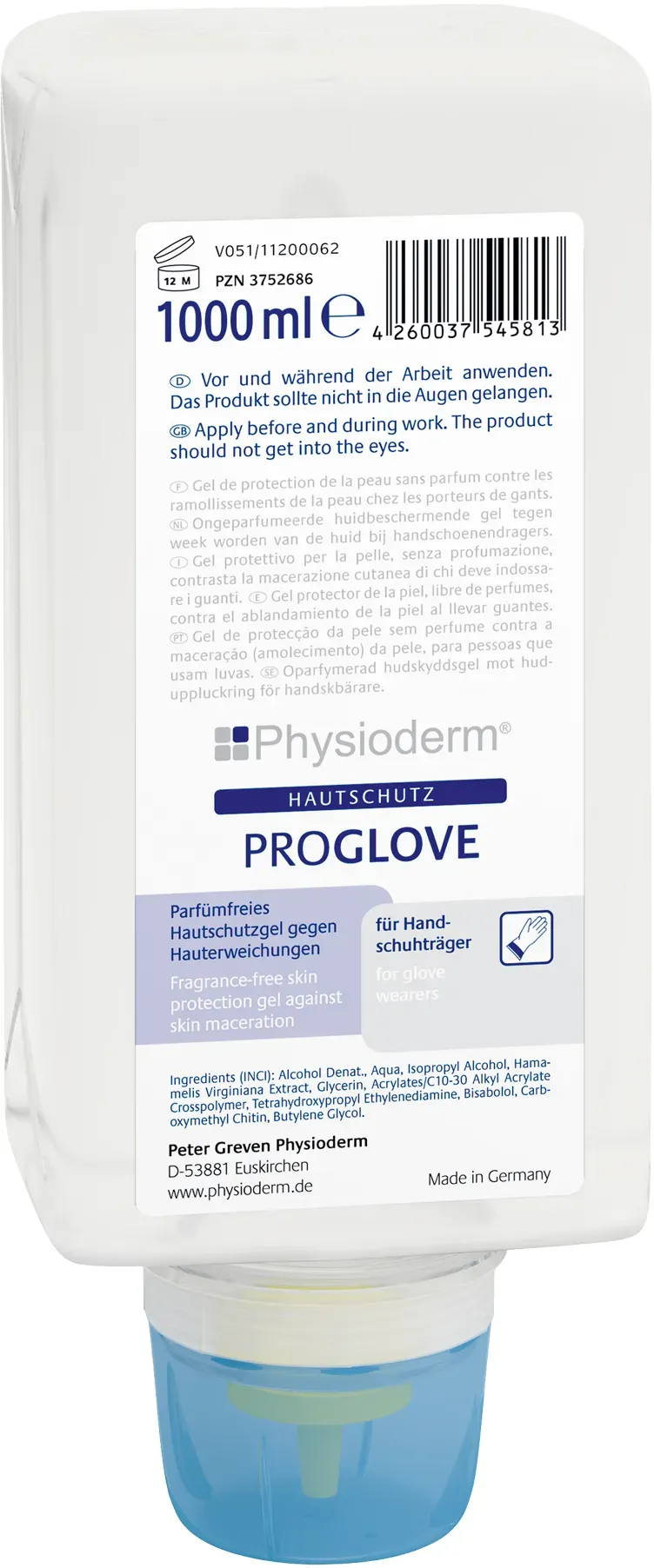 Physioderm Proglove Hautschutzgel 6 x 1 l Spender-Weichflasche