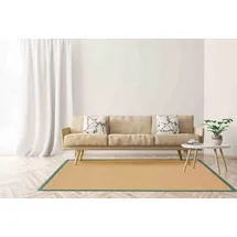 carpetfine Sisalteppich Sisal, auch als Läufer erhältlich, rechteckig, Höhe: 5 mm, mit farbiger Bordüre, Anti Rutsch Rückseite, viele Größen, Wohnzimmer grün 60 cm x 110 cm x 5 mm