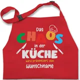 Kinderschürze Kinder Jungen Mädchen - Kochschürze - Das Chaos in der Küche wird präsentiert von Name Küchenschürze lustig Hobbykoch Geschenk Schürze lustig I Kochen Geschenk mit Spruch - 2-6 Jahre