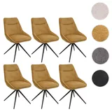 6er-Set Esszimmerstuhl HWC-M65, Küchenstuhl Lehnstuhl Stuhl, drehbar Auto-Position Metall Stoff/Textil ~ senfgelb