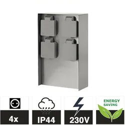 Grafner® Edelstahl Steckdosensäule mit 4 Außensteckdosen Gartensteckdose Energiesäule
