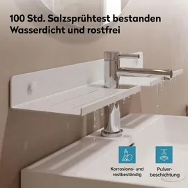 doporro Waschbecken Ablage 60 cm über dem Wasserhahn, Badezimmer Regal Montage mit oder ohne Bohren, Waschbecken-Wasserhahn-Organizer, Spülbecken Organizer & Duschablage, Sandweiß Reglo-17