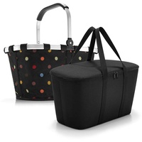 Set aus reisenthel carrybag + reisenthel coolerbag, Einkaufskorb mit passender Kühltasche, BK7009 dots + UH7003 Black
