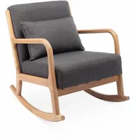 Sweeek Schaukelstuhl Design Holz und Stoff, Dunkelgrau, 1 Sitz,
