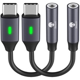 Stouchi USB C Kopfhörer-Adapter,Stouchi USB C auf Klinke Audio Adapter,USB Typ C zu 3,5 mm Adapter,HiFi DAC Chip mit LED-Licht für Samsung Galaxy S22/S21,Pad Pro 2018-2021,Pad Air 2020-2022,Pad Mini 6,Pixel 6