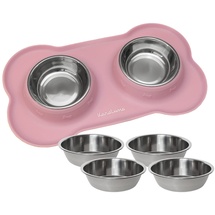 KaraLuna Napfunterlage mit Edelstahl Futternapf I Für Katzen & Hunde (200ml, Rosa)