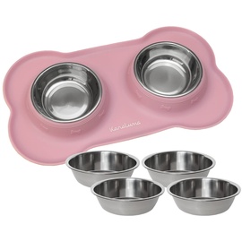 KaraLuna Napfunterlage mit Edelstahl Futternapf I Für Katzen & Hunde (200ml, Rosa)